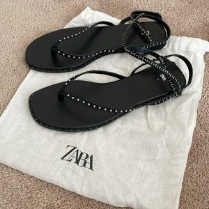 Zara black studded sandals - size 10/41